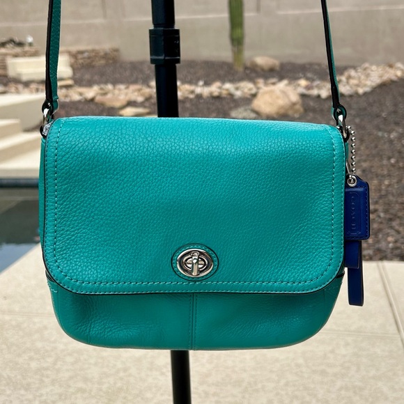 Coach Turquoise Leather Crossbody Bag - Picture 1 of 6